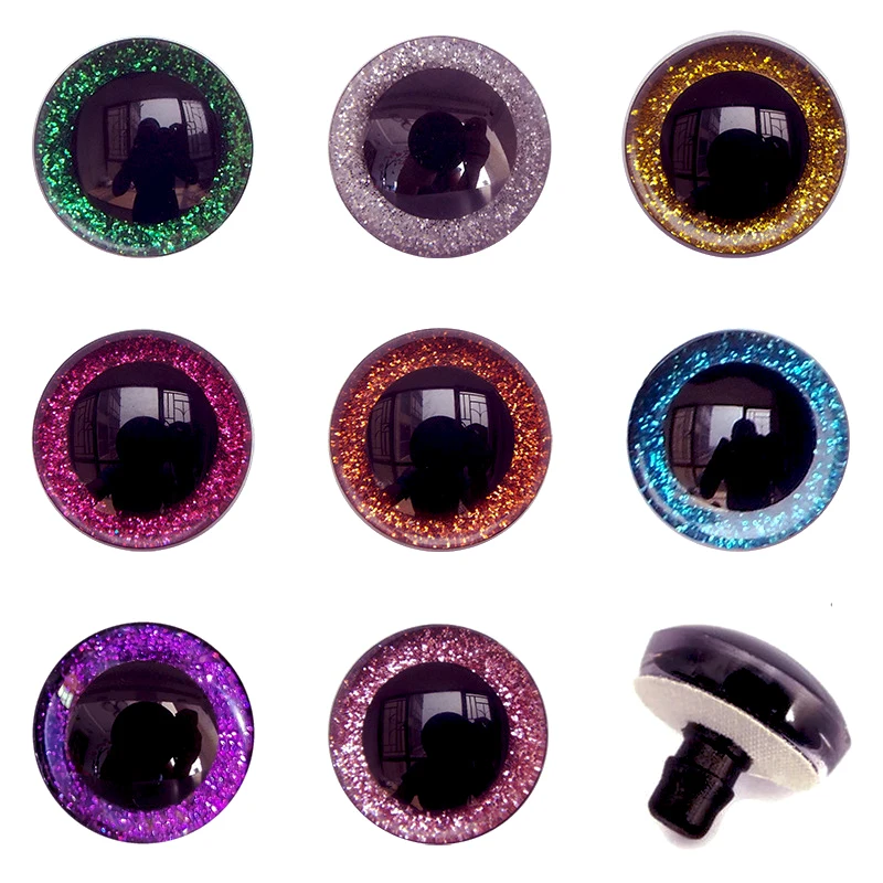 20pcs Big Plastic Safty Glitter Eyes For Toys Soft Animal DIY Doll Eye Toy Glass Clear 3D 9/10/12/14/16mm Fabric