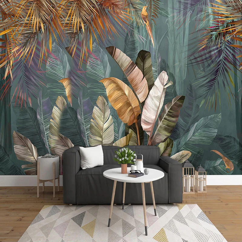 Custom 3D Photo Wallpaper Tropical Plant Forest Banana Leaf Flamingo Mural Wallpapers Living Room Bedroom Background Home Decor