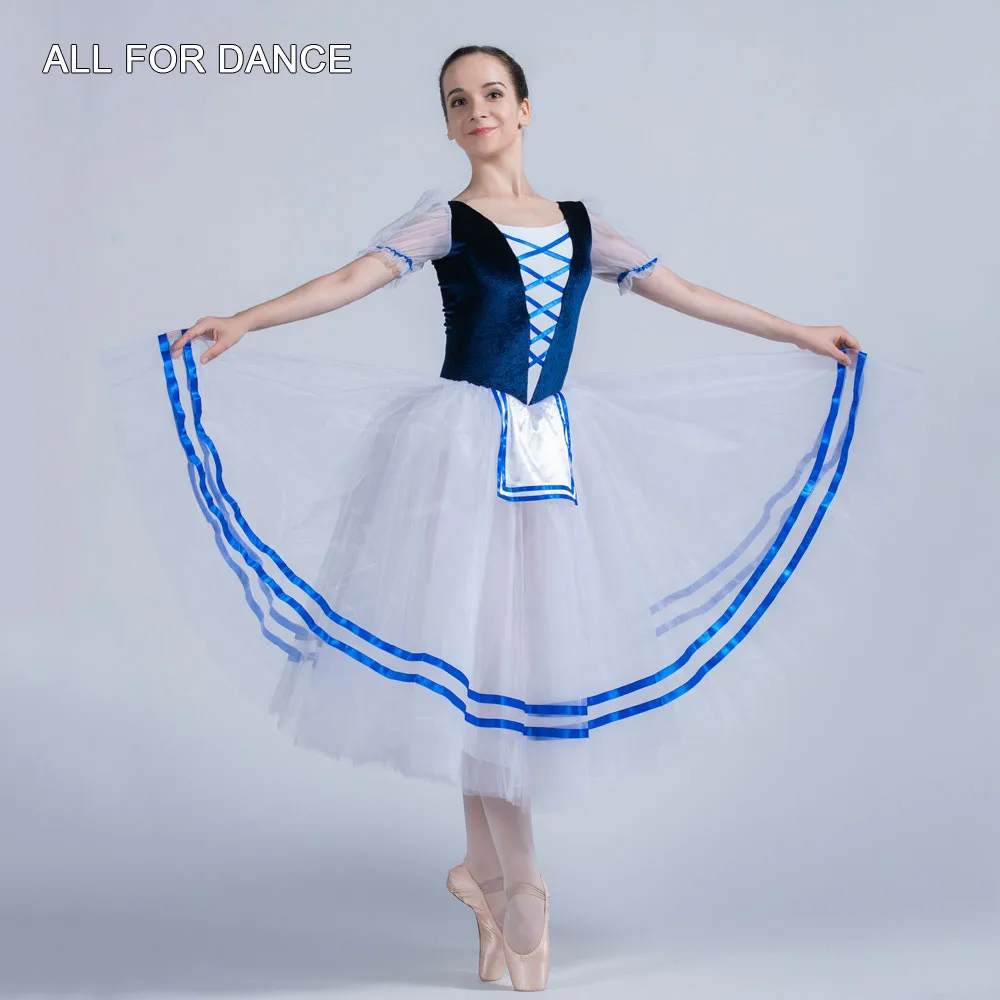 

20010 Royal Blue/Red Velvet Top Bodice with White Long Romantic Ballet Tutu Girl & Women Dancewear Ballet Tutu