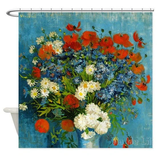 Van Gogh Cornflowers And Poppies Design Waterproof Shower Curtain Bathroom Accessories