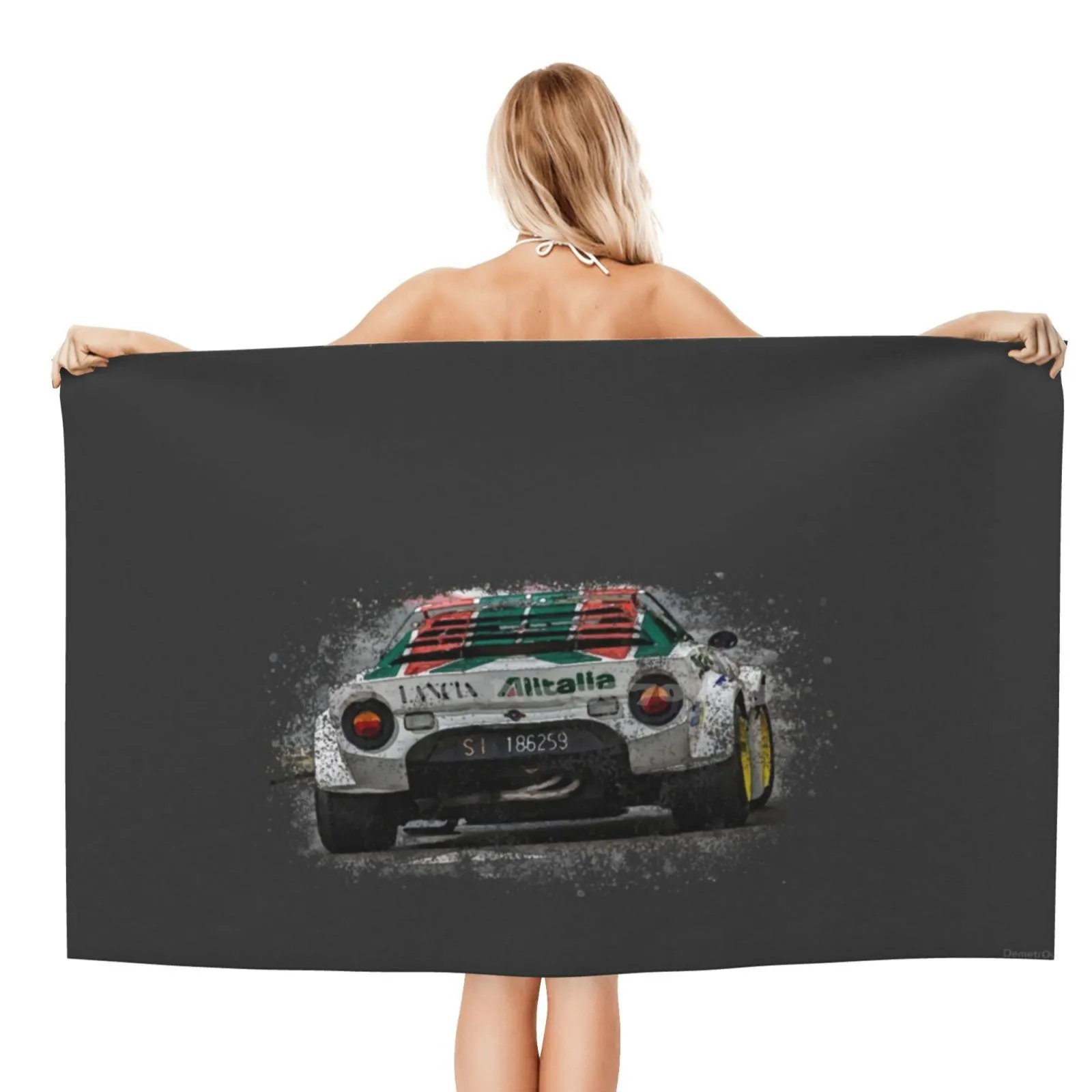 Lancia Stratos-Toalla de ducha suave y cómoda para coche de Rally, accesorio automotriz de carreras, clásico