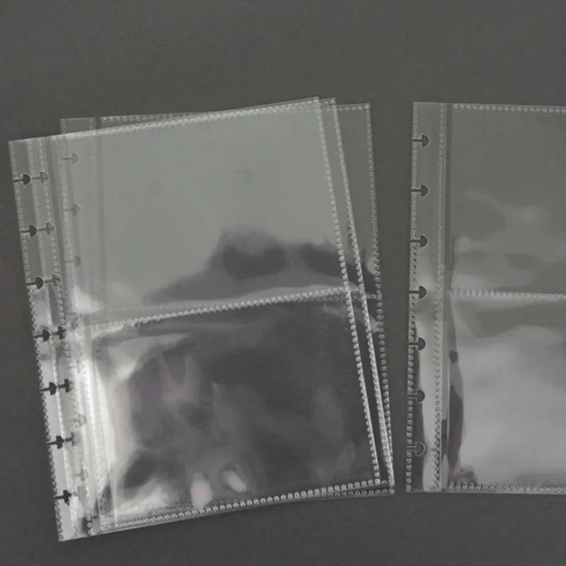 25pcs/lot Transparent PP Plastic Bags Mushroom Hole Notebook Loose Leaf DIY Document Holder Information Booklet Inner Page Acces