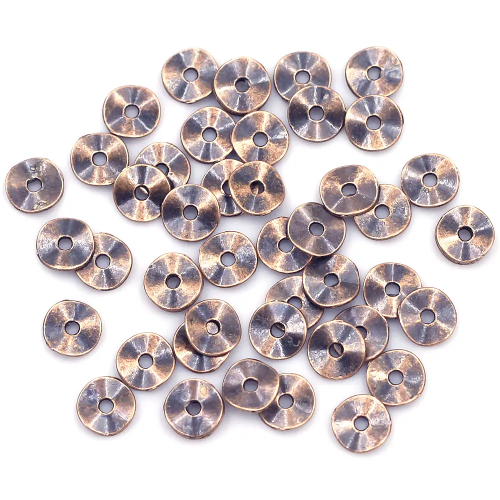 Spacer Beads Wave Round Tortuose Ring Zinc Metal Alloy Copper Tone For Charms Bracelets Jewelry DIY Findings 9mm 100Pcs