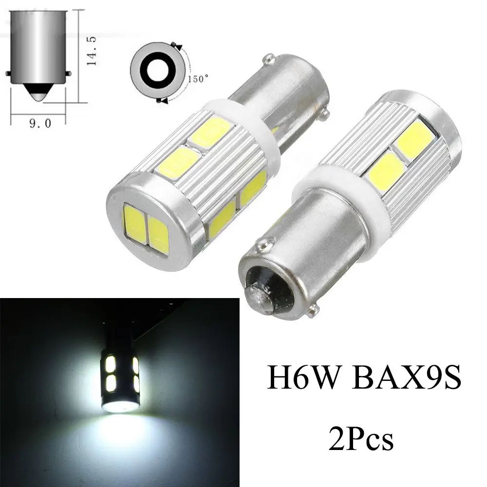 2Pcs Hot Auto Bulb LED Light BAX9S H6W 10 SMD Car Sidelight White DC 12V For BMW 3 Series F30 F31