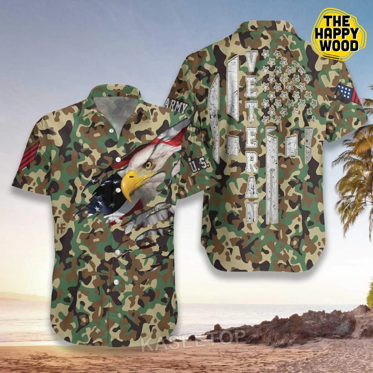 

2022 Mens Beach Short Sleeve Veteran Proud US Desert Marine Camouflage 3D Printed Hawaiian Shirt Casual Button Wild Blouses Tops