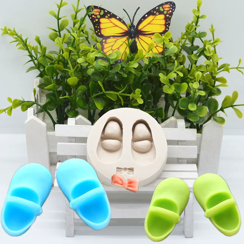 Baby Shoes Bow Silicone Mold Kitchen Resin Baking Tool DIY Cake Pastry Fondant Moulds Chocolate Dessert Lace Decoration Supplies