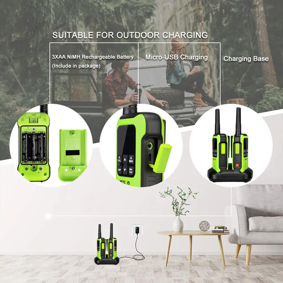 To Walkie Talkie Waterproof IP67 Floating Two-way Radio 2 pcs Included PMR 446 Rechargeable AA Battery Fishing Kayak RT649P