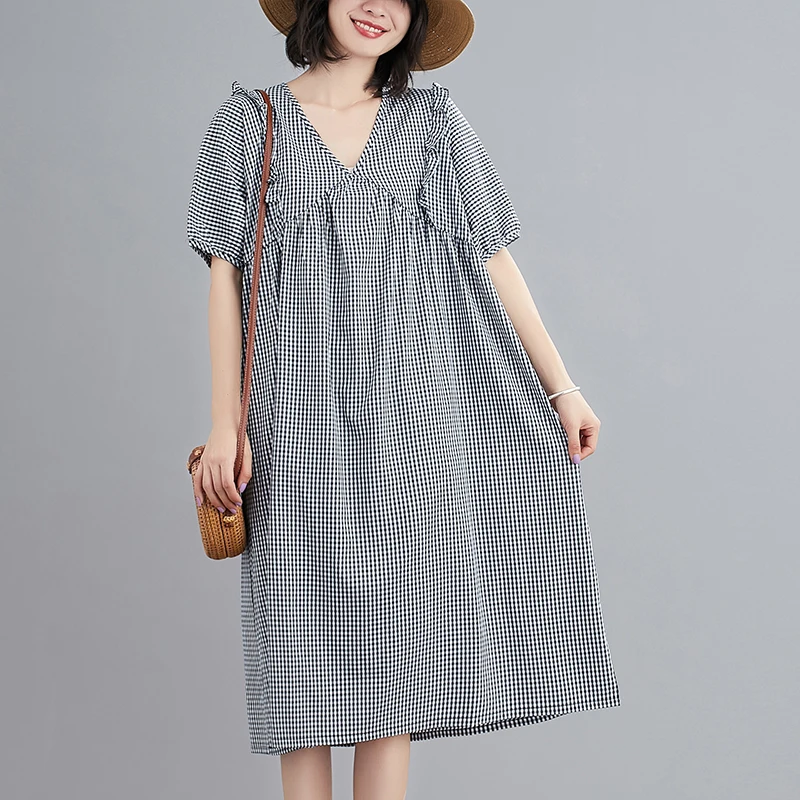 

Summer Clothes The New Fashion Hot Mom Maternity Clothes Lattice Loose Large Size V-Neck Short Sleeve Dress