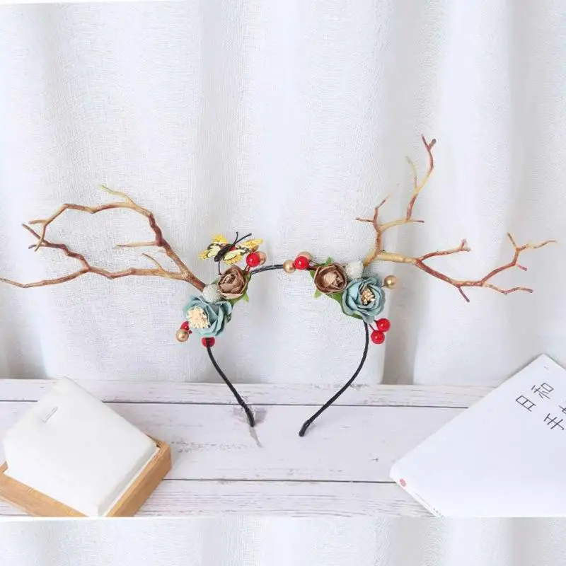 Diademas de Navidad para niños y adultos, diadema de astas de alce, árbol de Santa, adornos de reno, decoraciones navideñas para fiesta de Cosplay