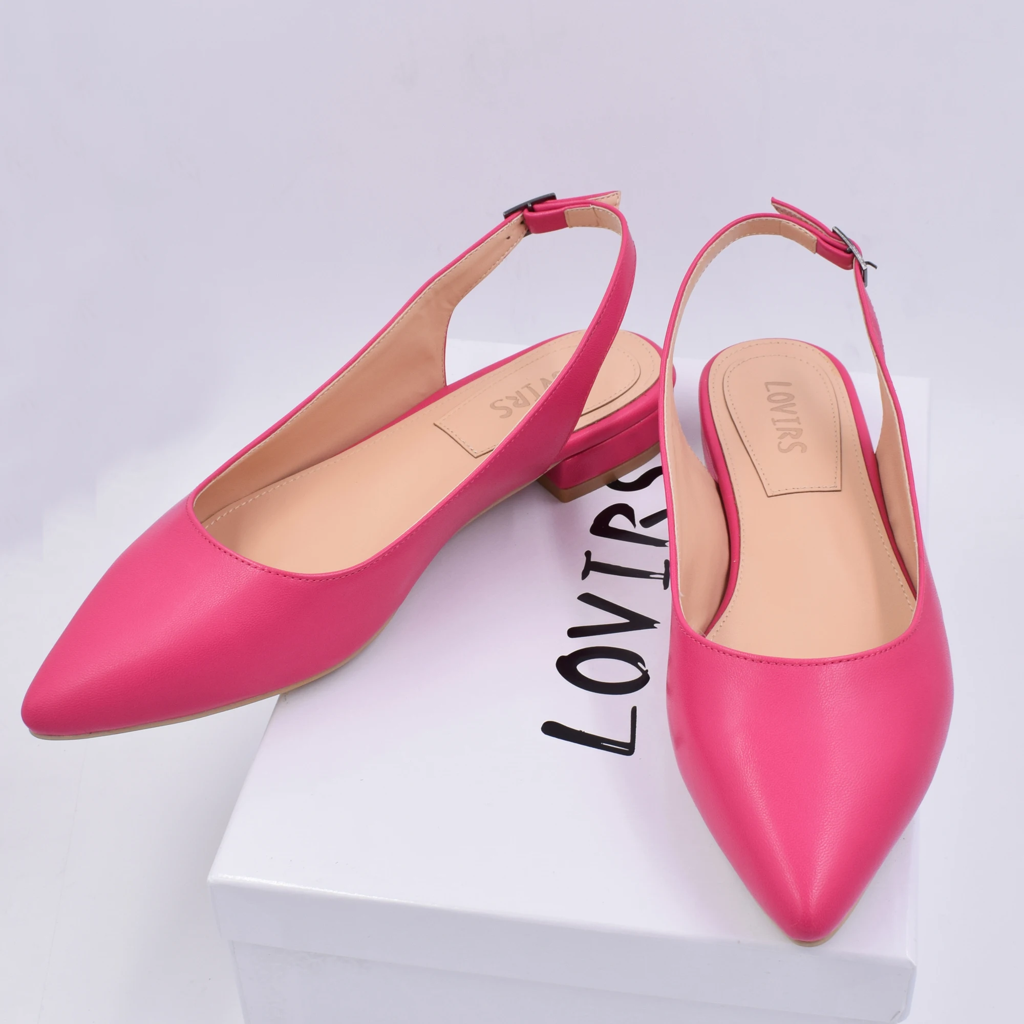 Lovirs kobiety Pointed Toe Slingback mieszkania lakierki płaskie Drees rekreacyjne buty letnie damskie obuwie Plus rozmiar US 5-15