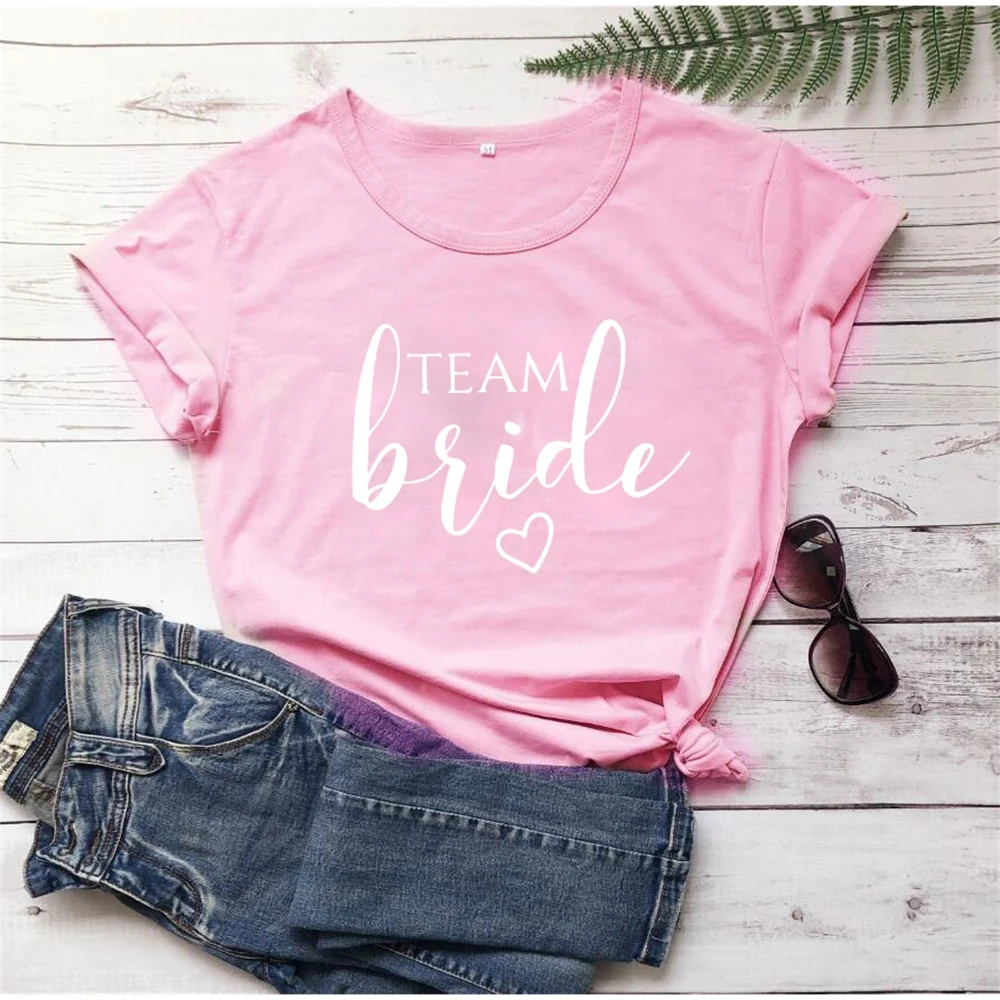 Bride And Team Bride Women\'s T-shirt Bachelorette Party Tee Bridal Shower Shirt Fashion Feminist Wedding Gift Tops T9WI