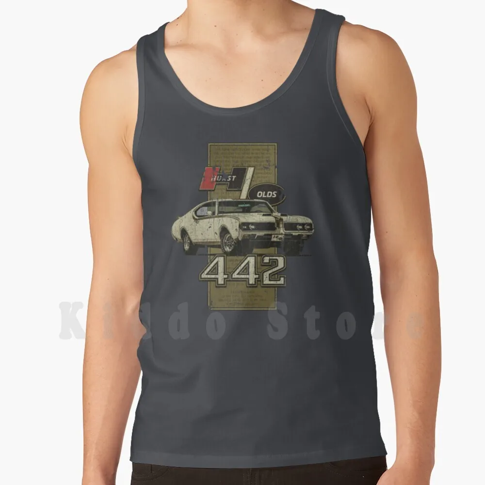 1969 Hurst-Olds 442 Tank Tops Vest Sleeveless Oldsmobile 442 Cutlass Muscle Car Checkered Flag V8 Classic Cars