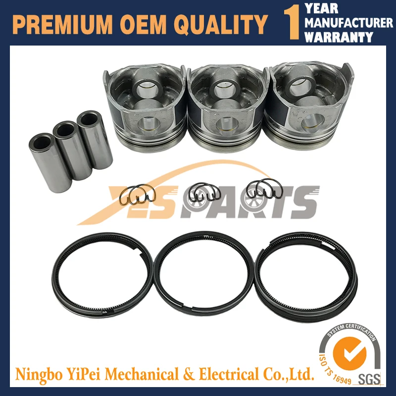 

3 Set New Piston with Ring Set STD 78mm for Kubota D1105