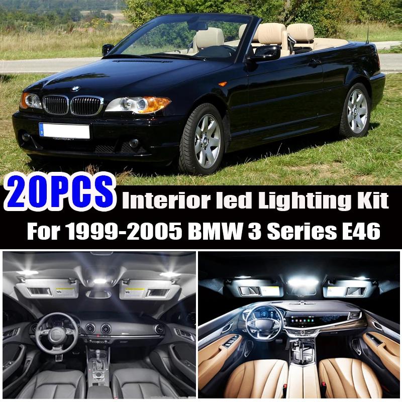 20pcs Reverse backup lamp + LED Interior Lights full Kit for 1999-2005 BMW 3 Series E46 M3 318i 318ti 323i 323is 325i 325xi 328i