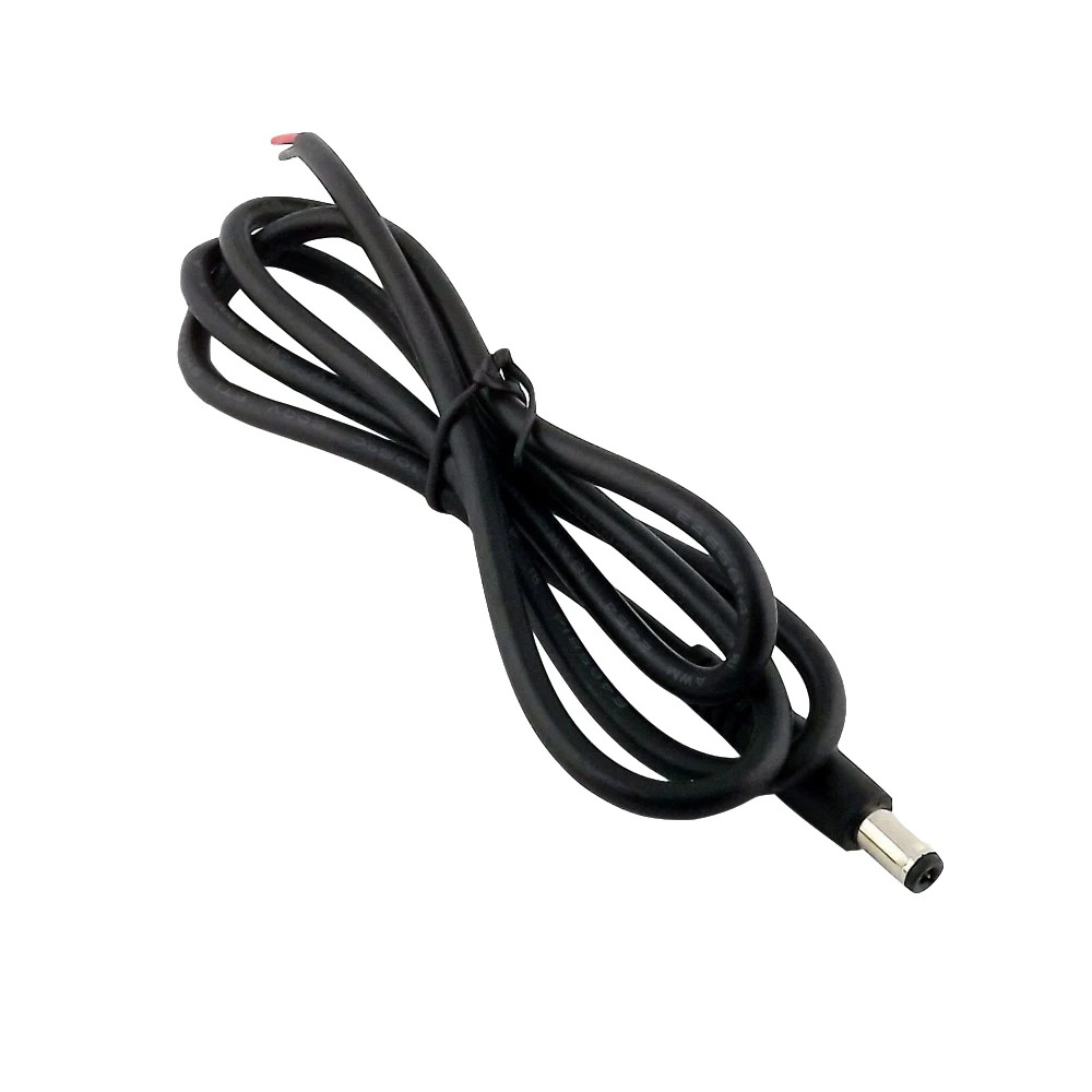 10x CCTV DC Power Connector 5.5 x 2.5mm Male Plug Socket with Cord Connector Cable Black 1m/3ft 18AWG