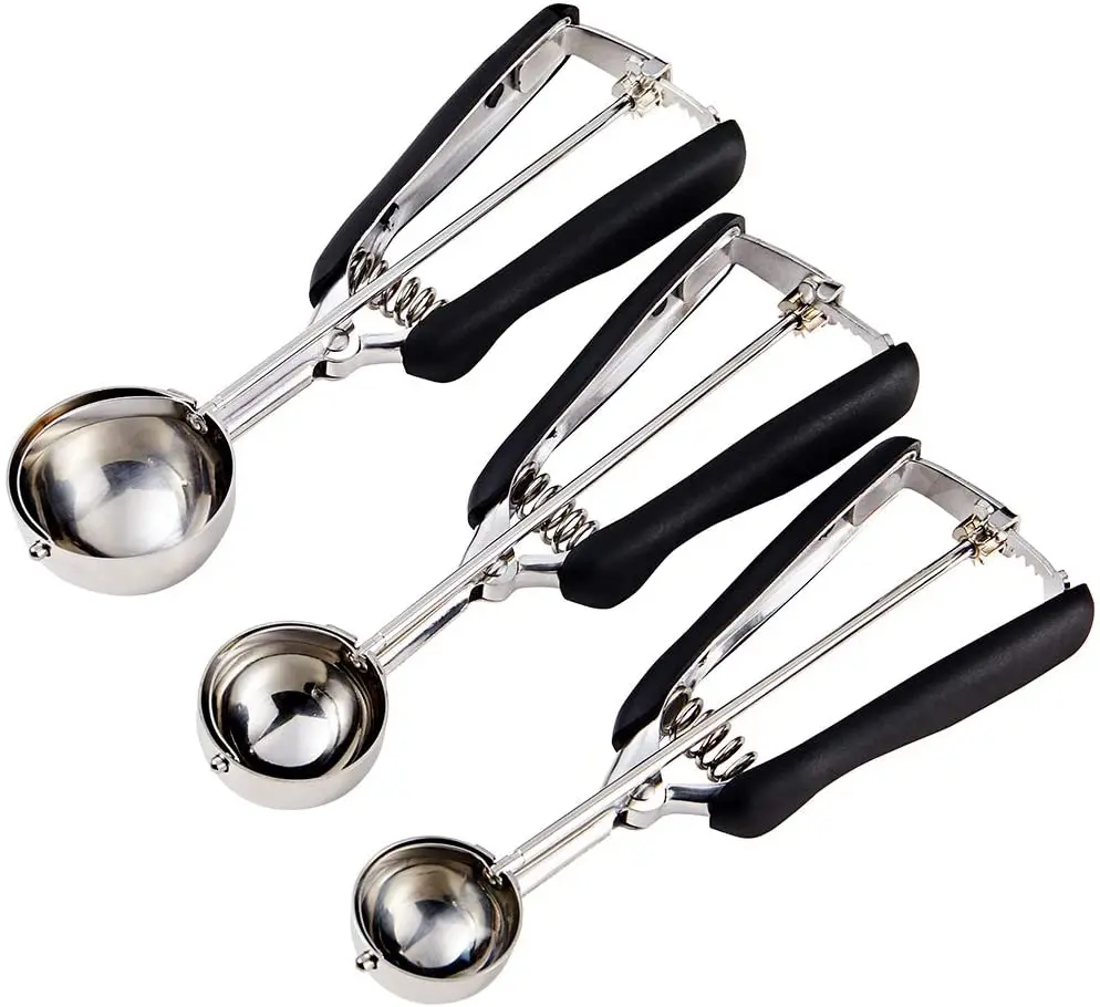 

Cookie Scoop Set - Include 1 Tbsp/ 2 Tbsp/ 3Tbsp - Cookie Scoops with Trigger for Baking - Made of 18/8 Stainless Steel