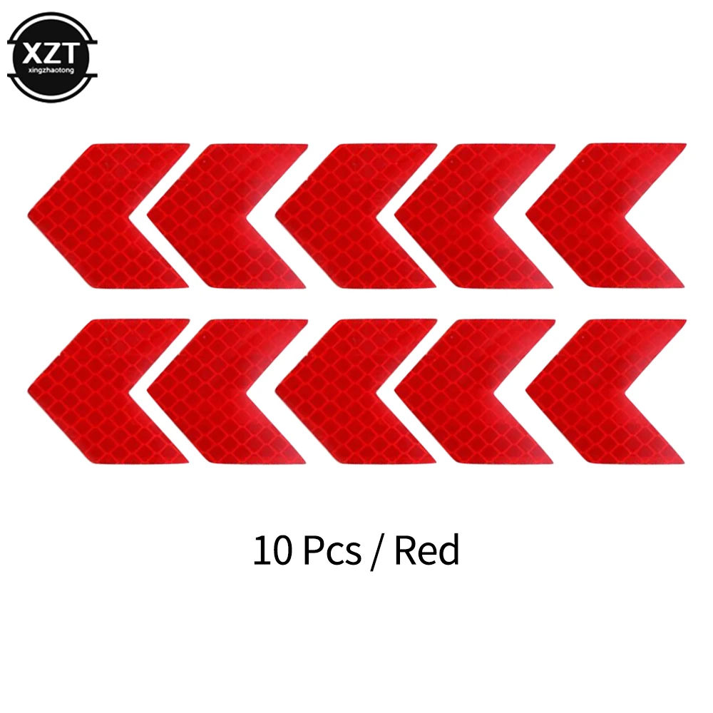 10 Pcs/Set Car Sticker Reflective Arrow Sign Tape Warning Safety Sticker  Car Styling For Car Bumper Trunk Reflector Hazard Tape