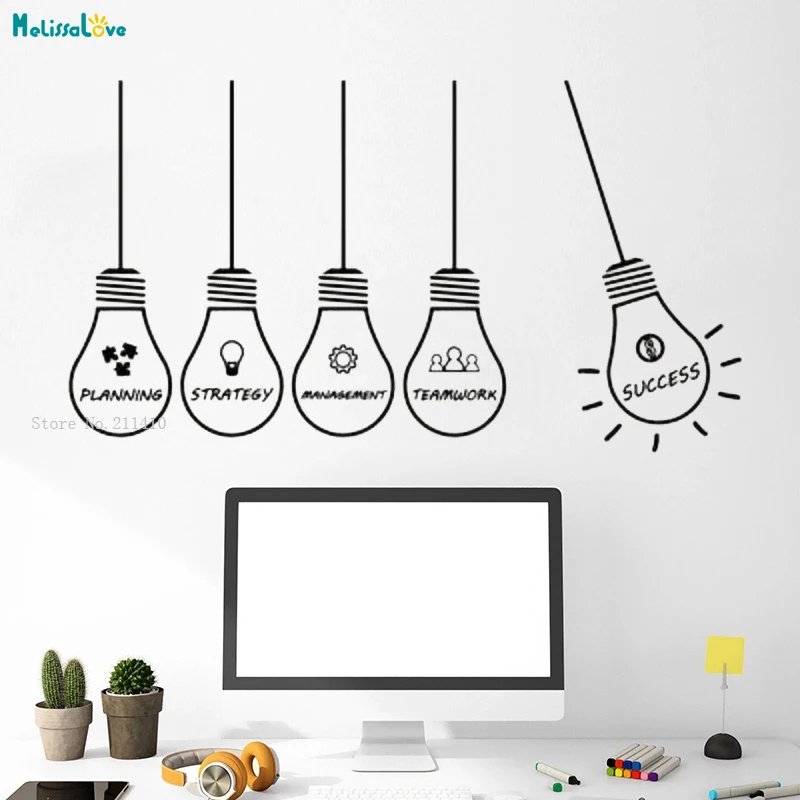 A Row Of Bulbs Vinyl Wall Decal Office Idea Strategy Management Succes Planning Meeting Room Art Murals YT4159