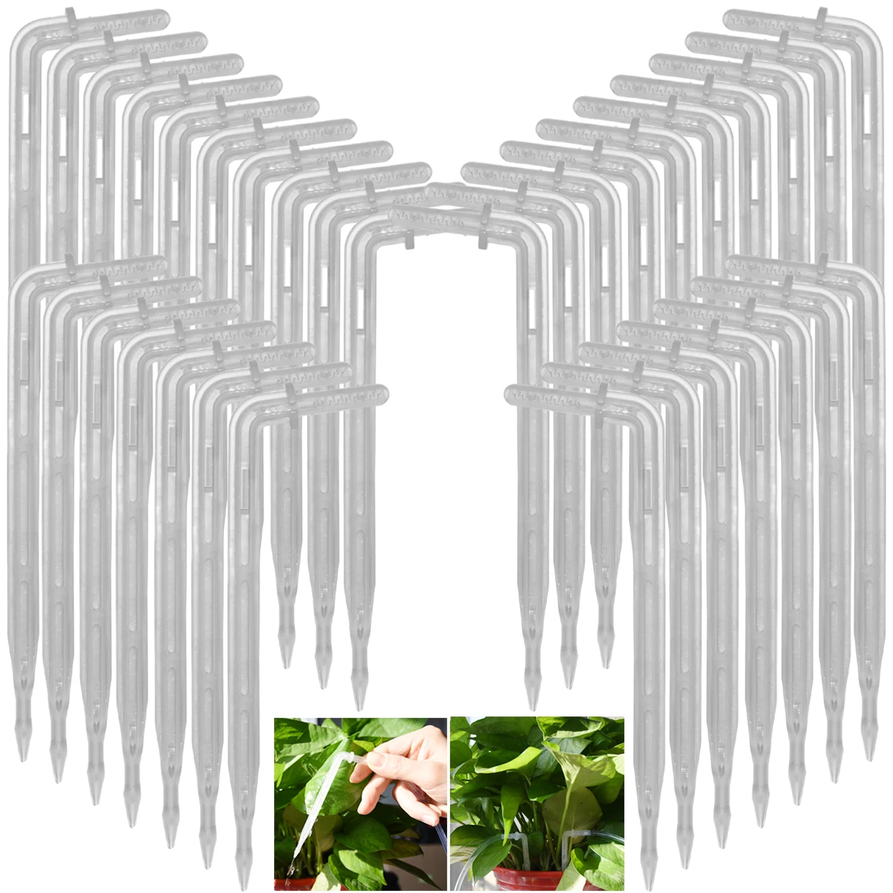 

SPRYCLE 100-500PCS 1/4'' Transparent Bend Drip Arrow Watering Dripper Emitter Irrigation Sprinklers for 4/7mm Hose Greenhouse