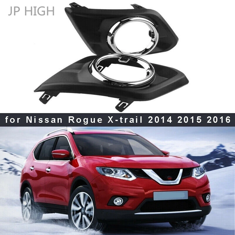 2X Fog Light Covers Set for Nissan X-Trail Rouge 2014 2015 2016 LH+RH Front Lamp Trim Bezels