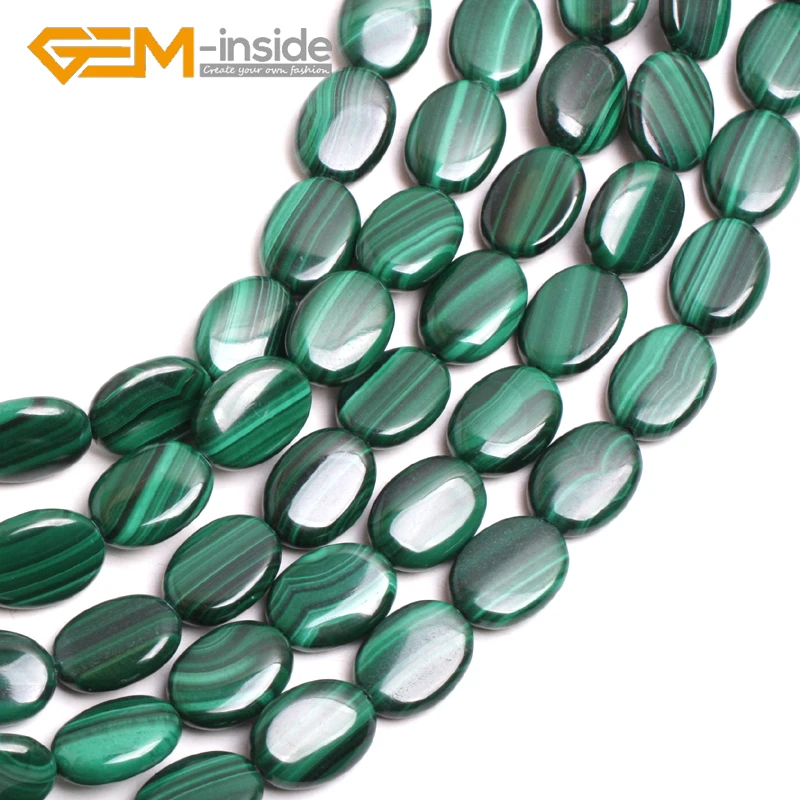 Natural Flat Oval Square Coin Shape Malachite Stone Beads Natural Bead Semi-Precious Stones For Jewelry Making DIY Strand 15\