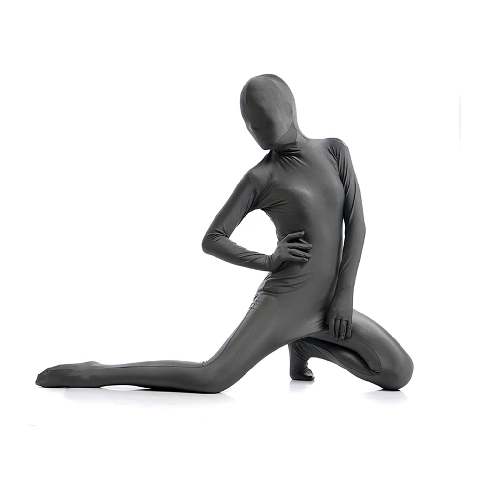 Zentai – Costumes personnalisés pour adultes, combinaison complète pour la peau, Catsuit d'halloween, avec fermeture éclair à l'entrejambe, yeux et bouche ouverts