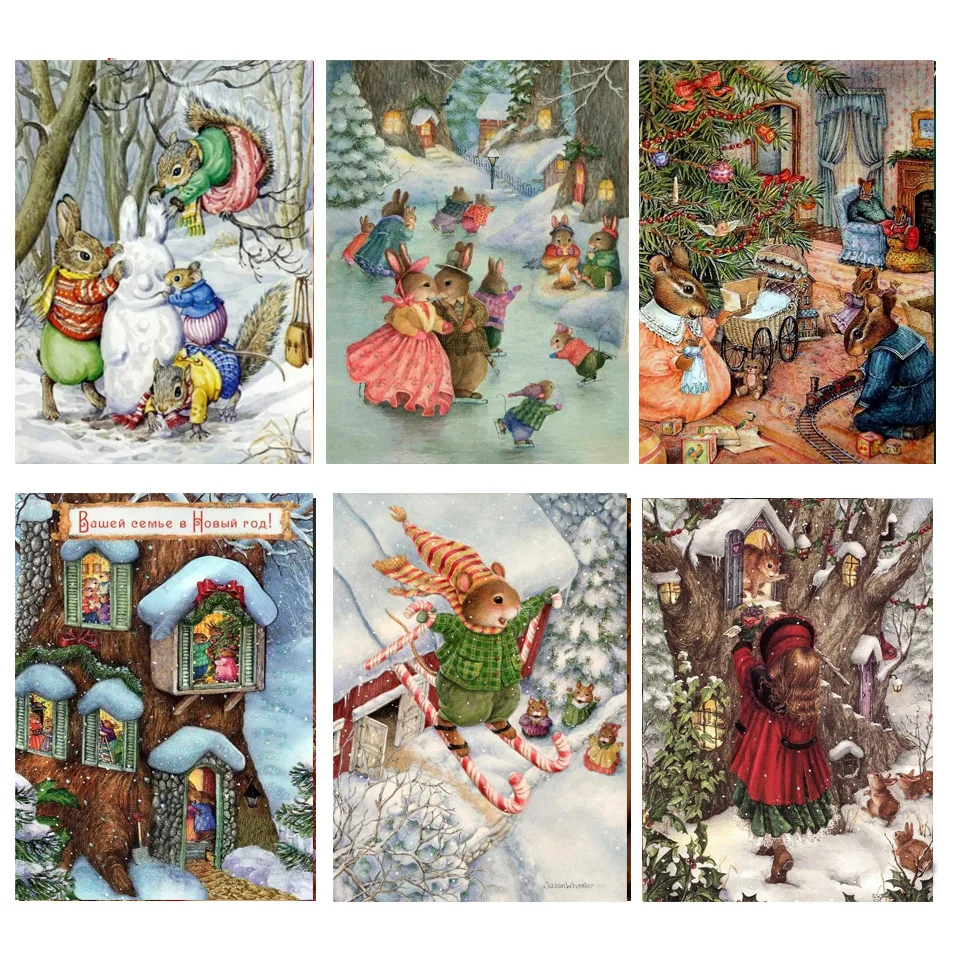 Christmas diamond painting Cross Stitch cute rabbit pictures 5d diy Diamond embroidery Full square round mosaic puzzle 3d N779