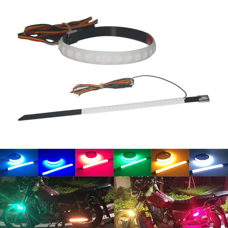 1 pcs Car Decor Motor Truck Motorcycle Decoration 25CM Flexible Motorcycle Flashing Fork Turn Signal Indicator Light Strip