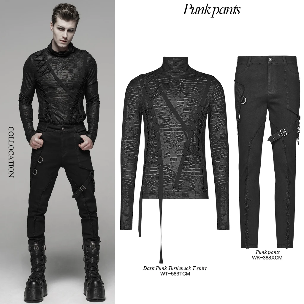 Pantaloni Da Moto In Pelle Da Uomo Punk - Foto 5