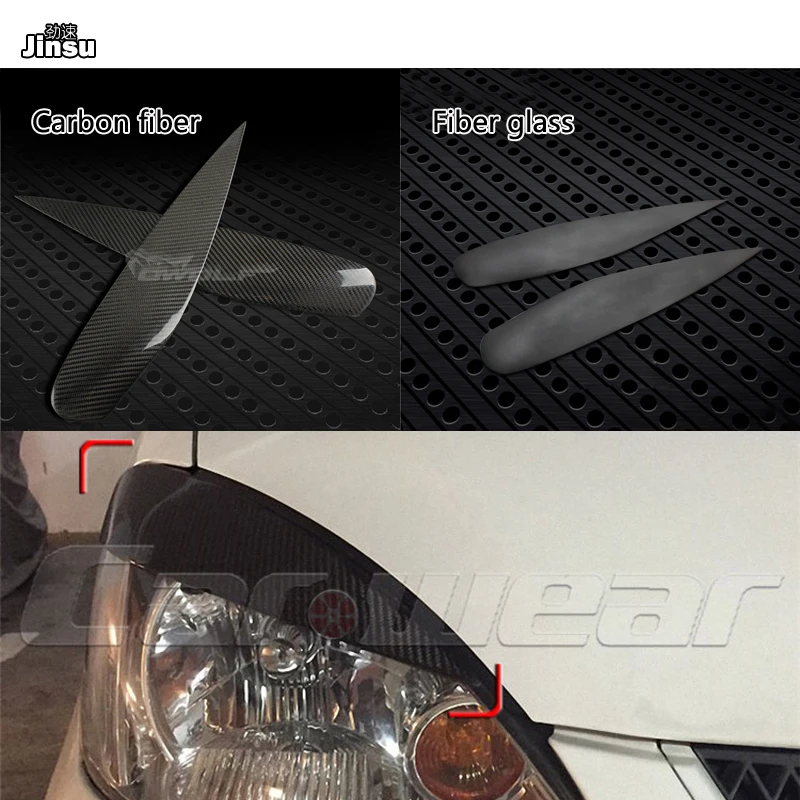 

For Mitsubishi Lancer 2004 - 2006 Carbon Fiber Headlight Eyebrow Eyelids Fiber glass primer matte black front decorative sticker