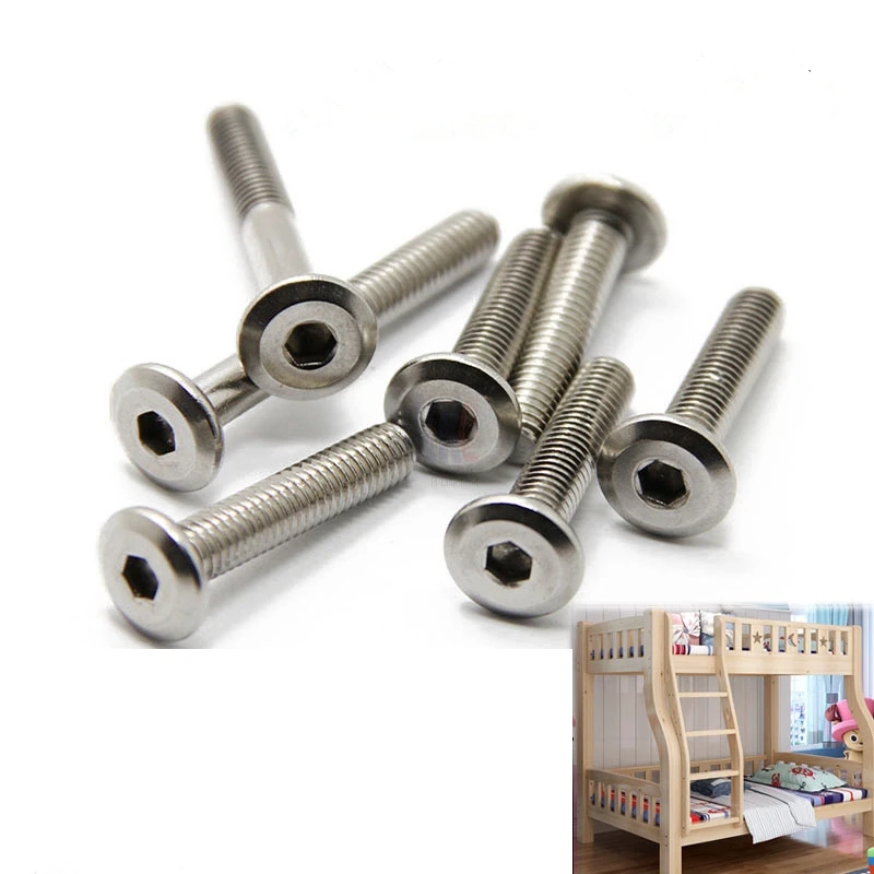 10/5PCS M6 M8*(12/16/20/25/30/35) 304 Stainless Steel Flat Head with Hex Head Screws / flat socket allen head furniture bolt