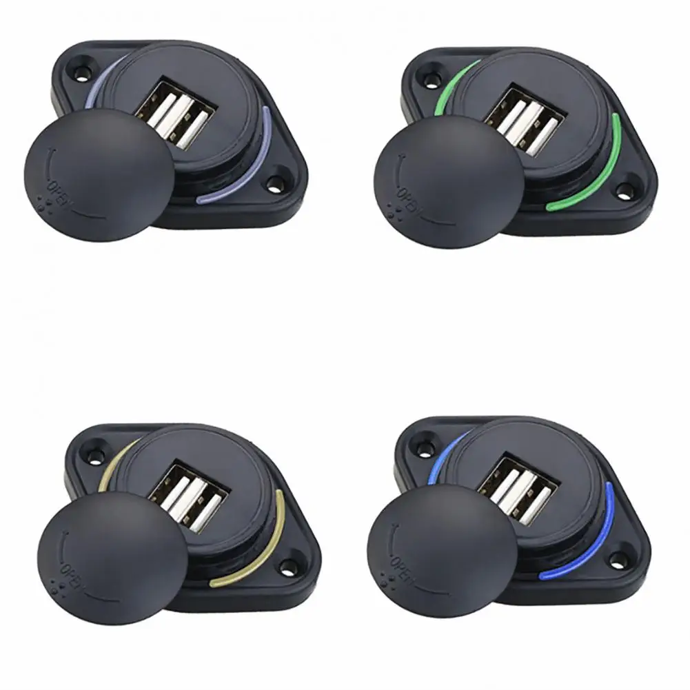 12V/24V 3.1A Car Dual Black ABS USB Port Charger Socket Outlet LED Waterproof Adapter Power Socket Universal Motorcycle Bus Ship