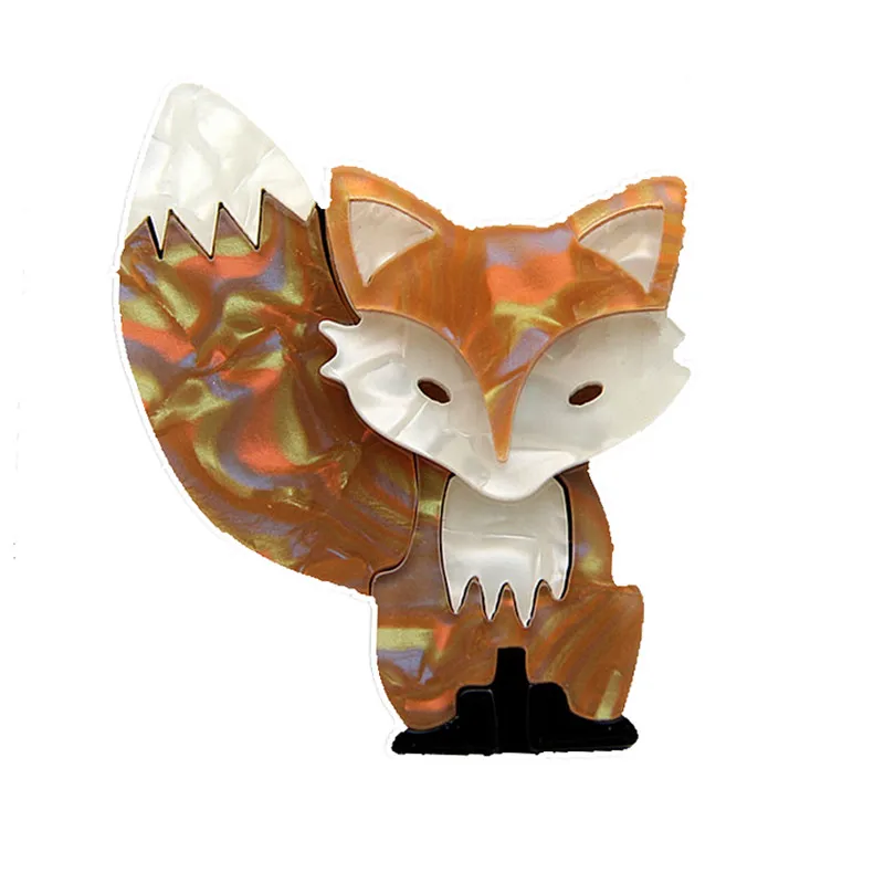 FishSheep 2 Colors New Acrylic Lovely Fox Brooches And Pins Acetate Fiber Animal Style Brooch For Women Scarf Accessories Gifts