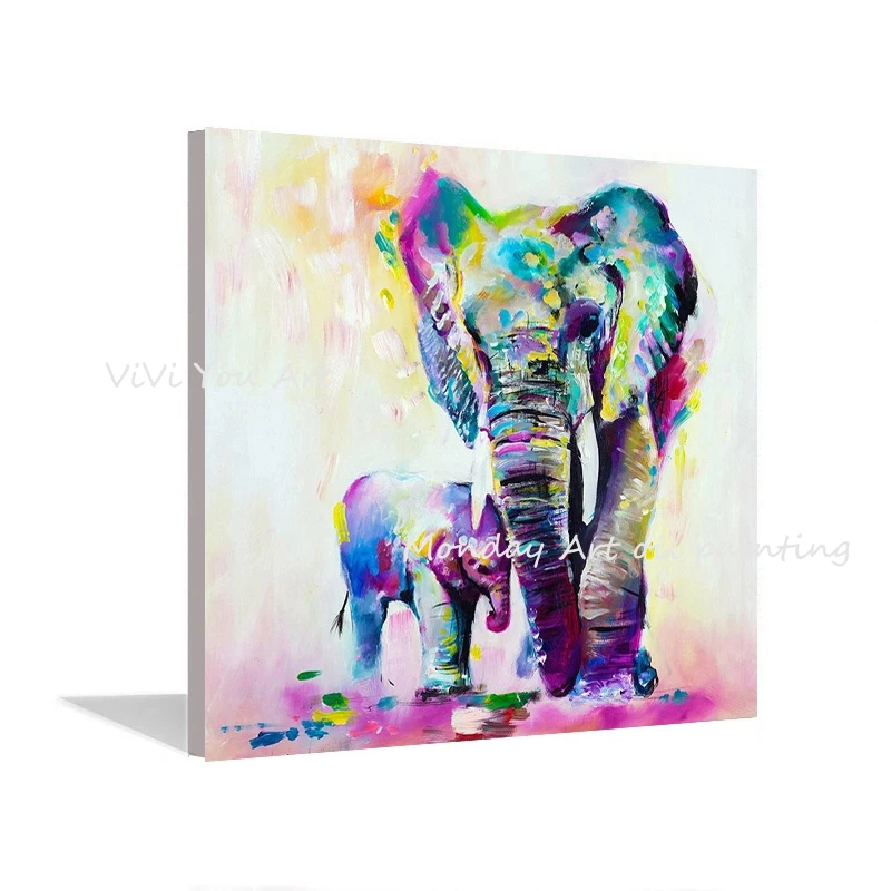 

Big size Hand painted Canvas Painting Elephant pictures for living room Animal oil painting cartoon paintings Wall Art pictures