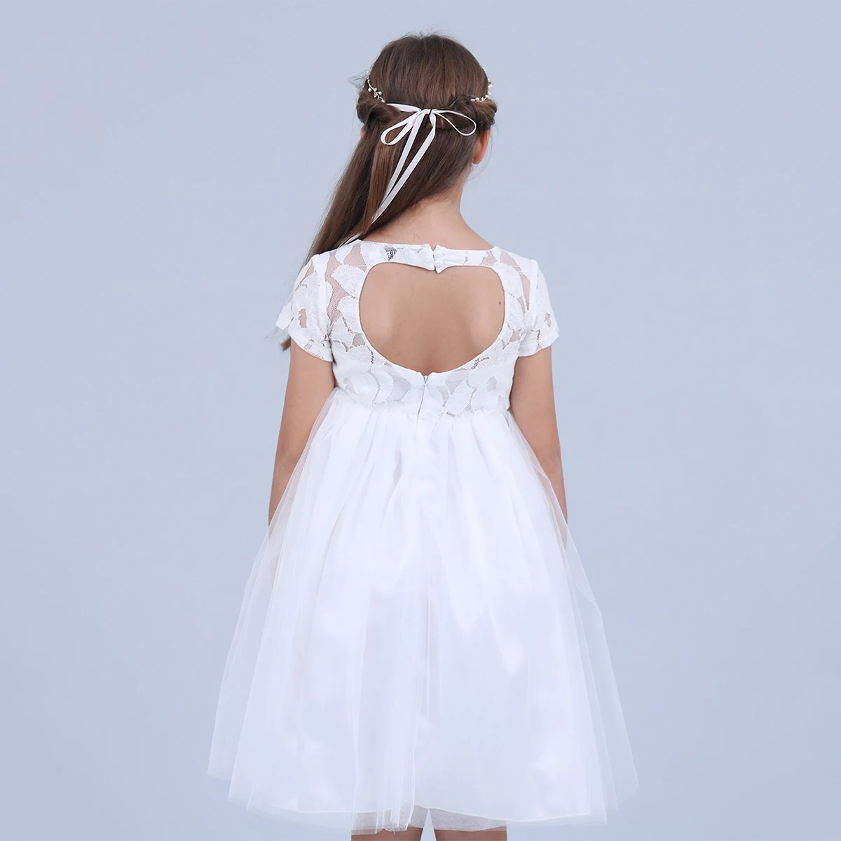 Flowers Short Sleeve White Baby Girl Dress Infant Toddler Summer Ball Gown Lace Christening Party Dresses Kids Girls Clothing