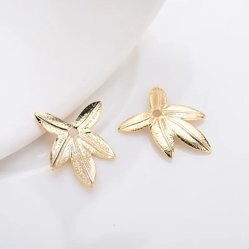 14K Real Gold Filled Color-Preserving Bracelet Necklace Maple Leaf Charms Pendants DIY Jewelry Making Findings Accessories