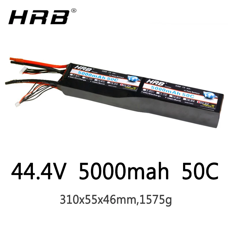 HRB 12S Lipo Battery 44.4V 5000mAh 50C XT150 XT60 Deans Pack For Goblin 700 RC Fixed Wing Helicopter Quadcopter For E-bike Parts