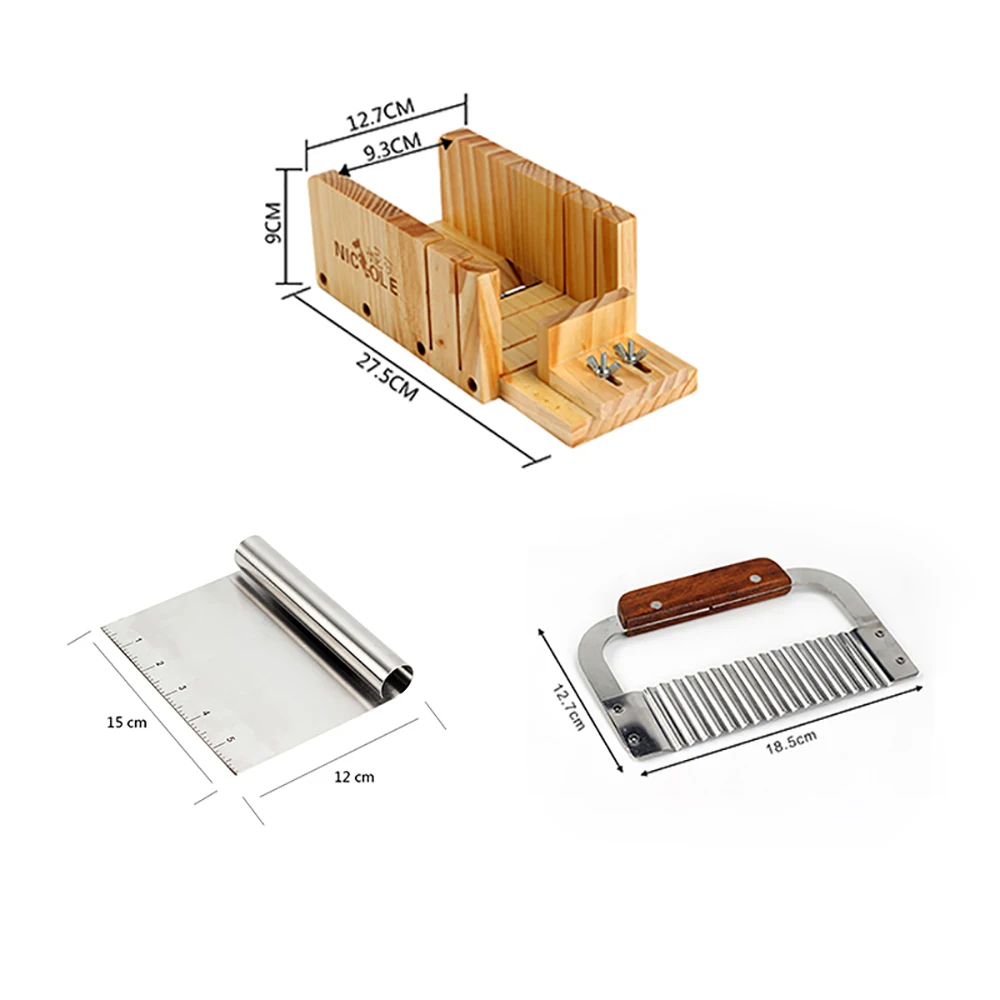 Pełna robienie mydła dostarcza zestaw mały bochenek silikonowe formy z drewna mydło Beveler strugarka, 2 sztuk wykrawacz ze stali nierdzewnej DIY
