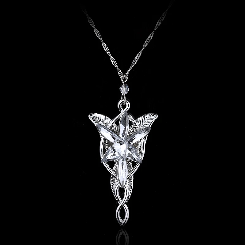 Lord Rings Arwen Evenstar Necklace The Elves Princess Fashion Crystal Cubic Zirconia Stone Pendant For Women Wedding Gifts