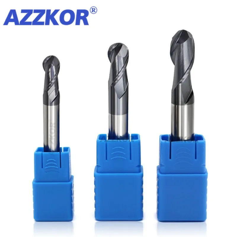 Milling Cutter Alloy Coating Tungsten Steel Tool CNC Maching Hrc50  Ball Nose Endmills  AZZKOR Top Milling CutterMachine Endmill