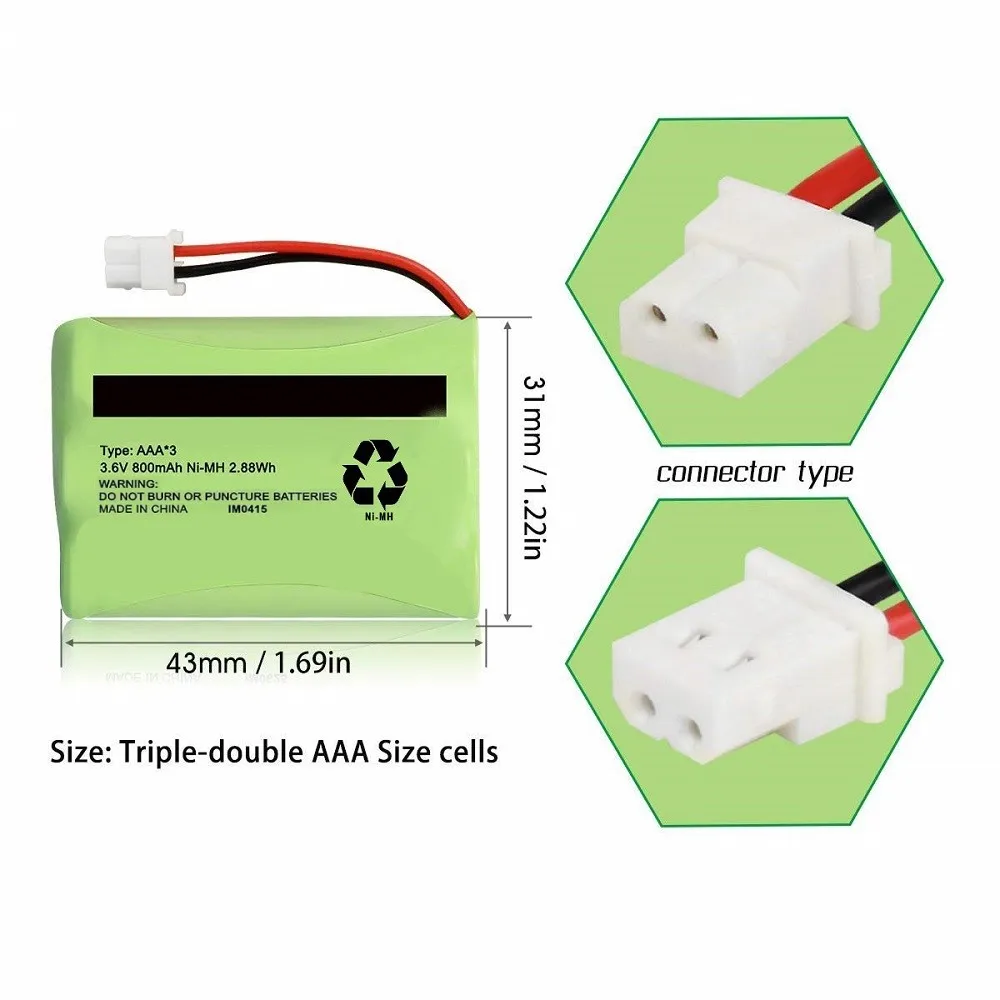 3.6V akumulator Ni-Mh do Motorola Baby Monitor MBP33XL (pasuje tylko do MBP33S MBP36 MBP36S nowsza wersja 800mAh) MBP481 MBP482 MBP483