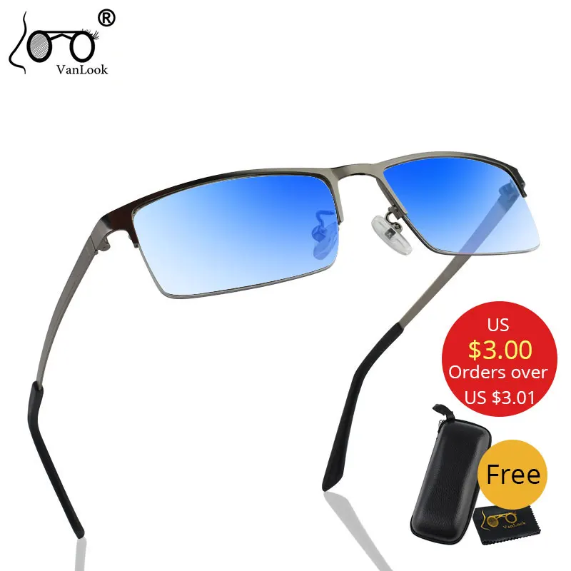 

Anti Blue Ray Computer Glasses For Men Fashion Optical Frames Oculos De Grau Rectangular Stainless Steel Spectacles UV400