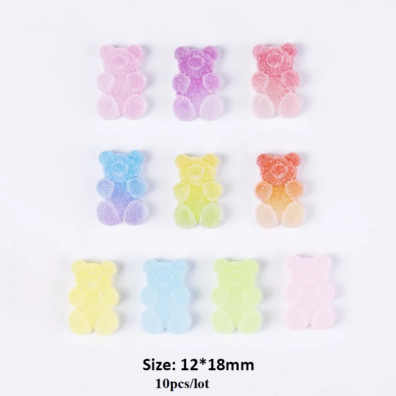 10 Teile/los Kawaii Gelee Gummibärchen Nail art Charms Blume Süße Mixed Candy 3D Luxus Nägel Dekoration DIY Maniküre Zubehör – Detail 15