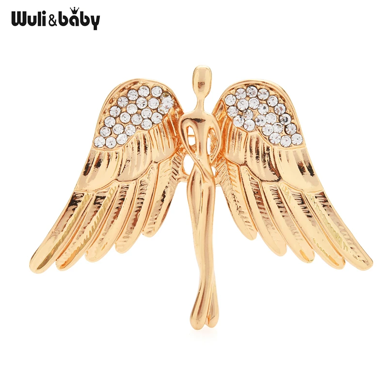 

Wuli&baby Big Wings Angel Brooches For Women Unisex Classic 2-color Beauty Fairy Figure Party Casual Brooch Pin Gifts