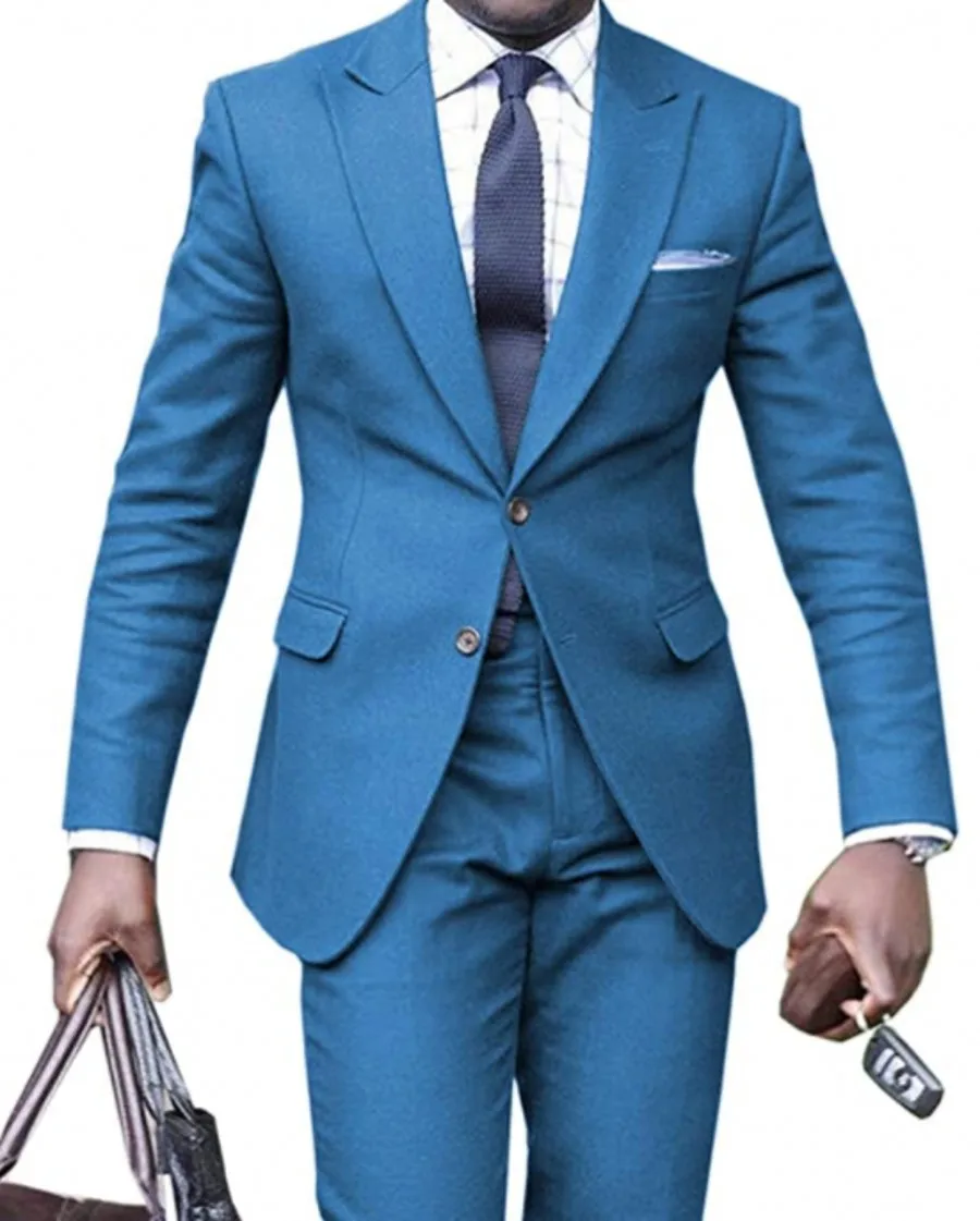 Navy Blau Hochzeit Smoking Bräutigam Anzüge Für Männer 2021 Slim Fit Prom Party Abendessen Erreichte Revers (Jacke + Hosen + krawatte) business