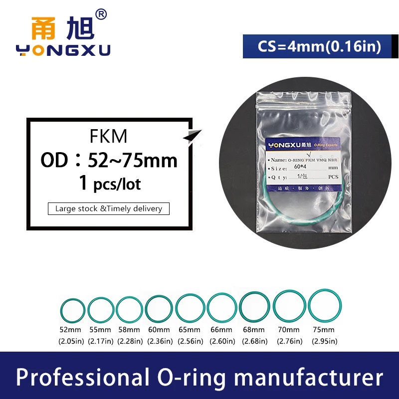 Thickness CS1.9/2.2/4mm Green FKM O-ring FPM fluorine rubber sealing gasket elasticity rubber washer ring Spot wholesale