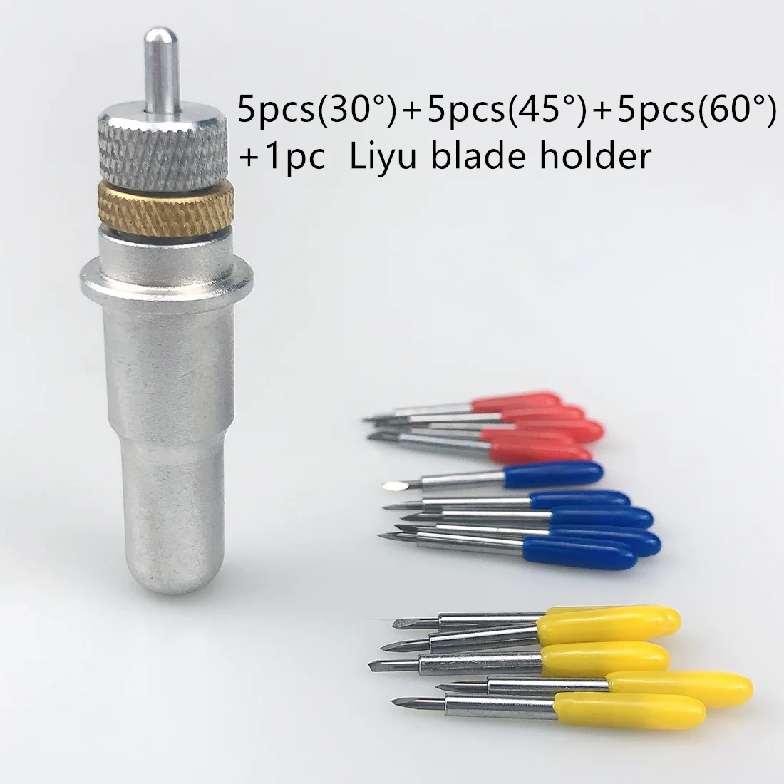 15pcs 30/45/60 Degrees Replacement Plotter Blade Knife Cutter for Liyu + 1pc Blade Holder Machine Hand Tool