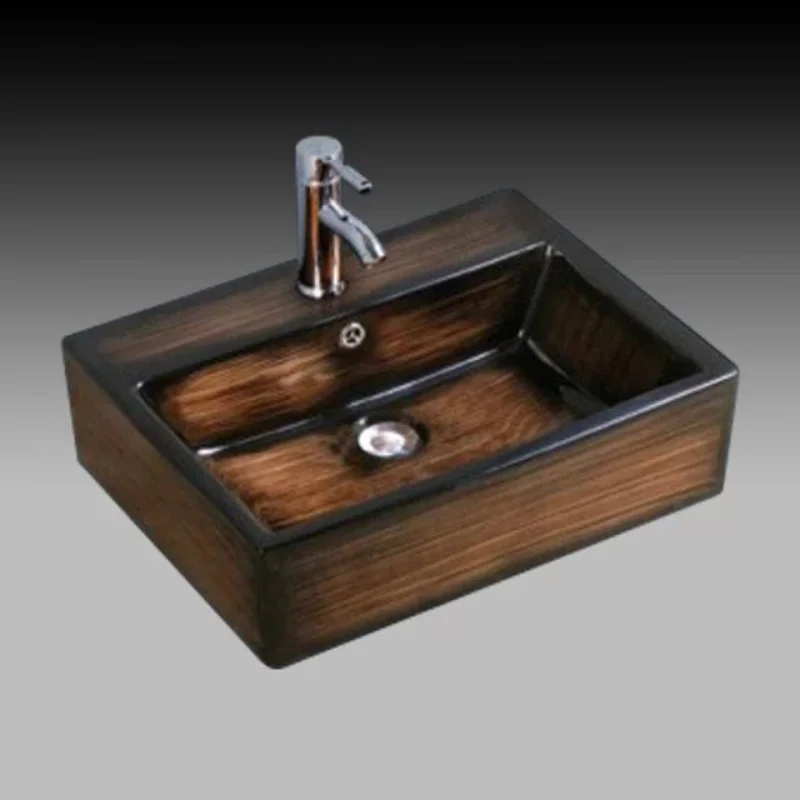 Table Basin High-Grade Wood Grain Super Bright Glaze Easy to Clean Art Basin Washbasin Wash Basin