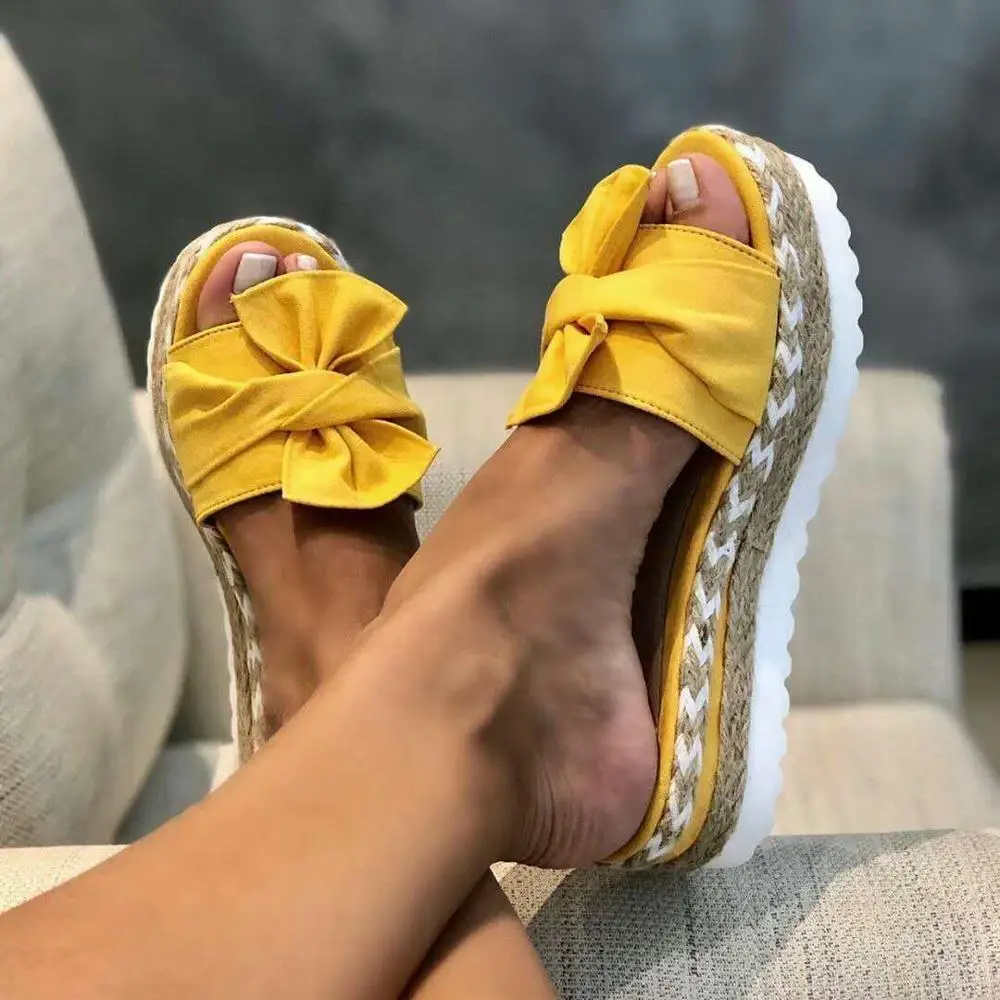 Slippers Women Sandals Platform Sandals Shoes Women Bow 2022 Summer Sandals Slipper Indoor Outdoor Flip-flops Beach Shoes Female