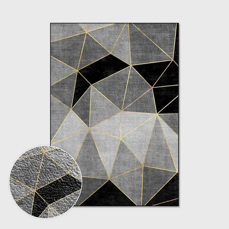 Nordic Family Area Rug Black/Gray Geometric Home Carpets for Living Room Bedroom Decor Floor Mat High-end Custom Washable Rugs